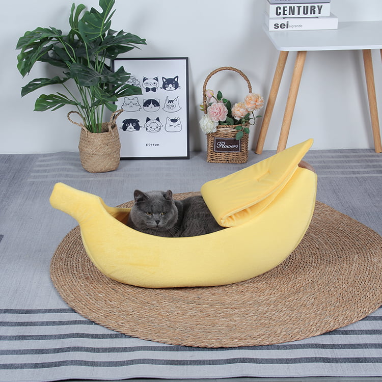 TOP-11798 Cute Banana Shape Cat Soft Embrace Bed