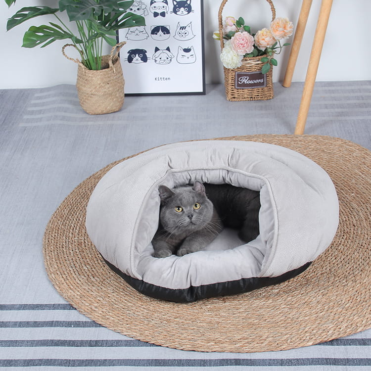 TOP-12130 Winter Soft Plush Cozy Sleeping Cat Cave Bed