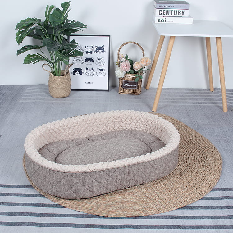 TOP-16087 Ultra Soft Removable Oval Pet Dog Bed Cushion