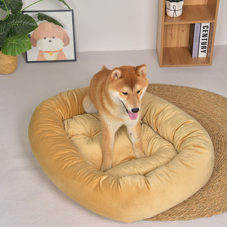 TOP-16986 Comfortable Suede Bagel Dog Bolster Bed