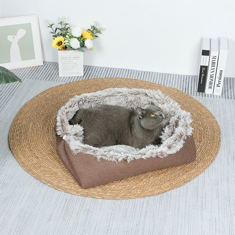 TOP-18321 Washable Multi Function Long Plush Cat Pad Bed