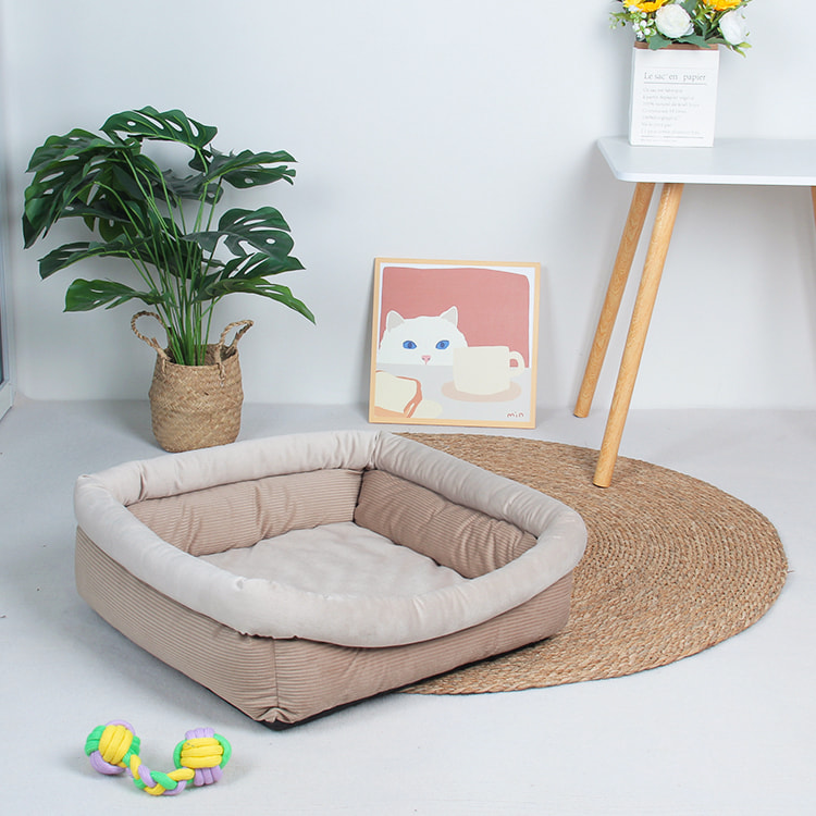 TOP-18468 Soft Plush Square Memory Foam Pet Bed Sofa