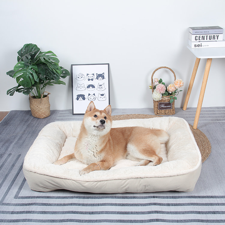 TOP-18473 Suede Imitation Orthopedic Foam Dog Bolster Bed