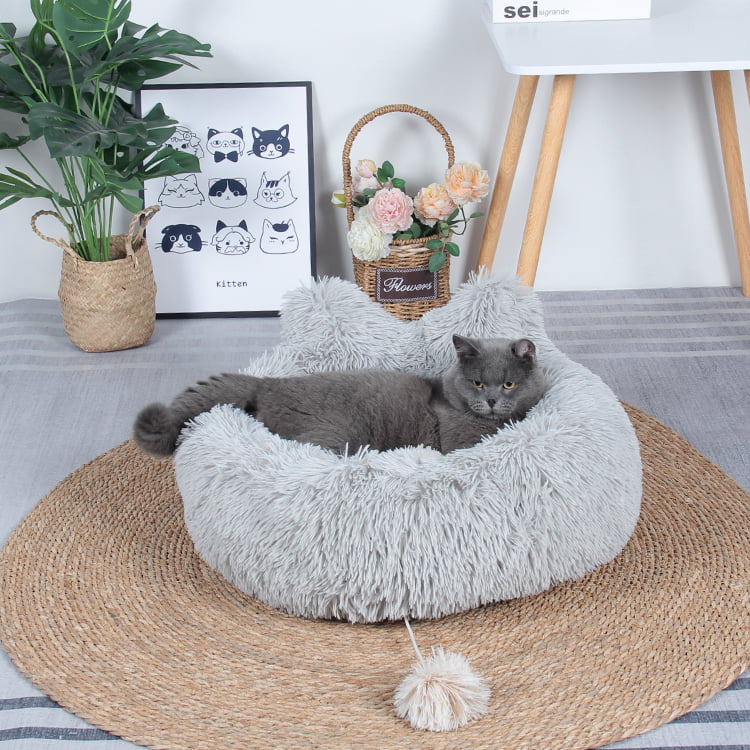 TOP-19091 Soft Long Plush Detachable Cat Sleeping Bed