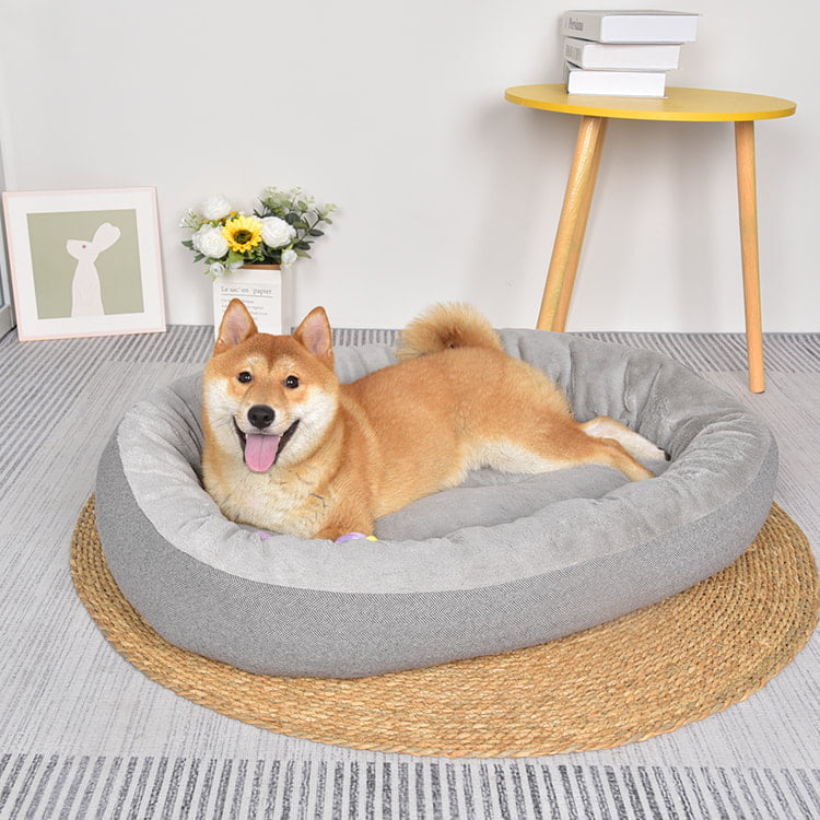 TOP-19312 PV Fleece Washable Bagel Dog Bolster Bed