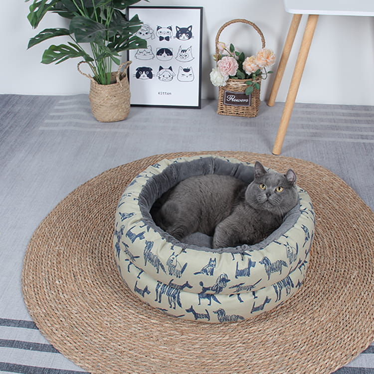 TOP-19844 Animal Print High Circumference Cat Nest Bed